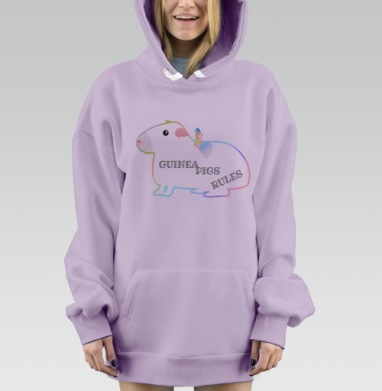 Сказочная фея верхом на морской свинке с надписью, Hoodie Mjhigh Dig Mel, Fiolet, утепленная