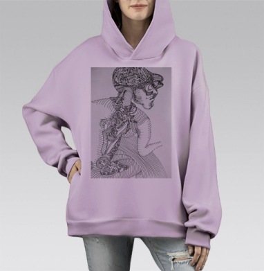 Слепящий огонь, Hoodie Mono Fiolet, оверсайз, утепленная