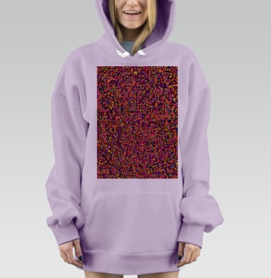 Сложный абстрактный калейдоскоп контрастных цветов на фоне, Hoodie Mjhigh Dig Mel, Fiolet, утепленная