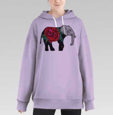 Слон и роза, Hoodie Long Oversize Fiolet