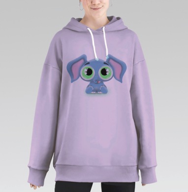 Слон с сердцем, Hoodie Long Oversize Fiolet