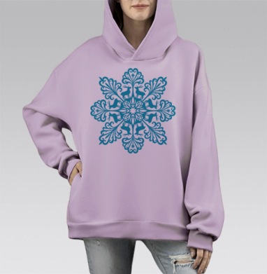 Снежинка из бумаги, Hoodie Mono Fiolet, оверсайз, утепленная