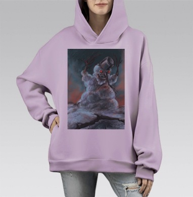 Снежный голем, Hoodie Mono Fiolet, оверсайз, утепленная