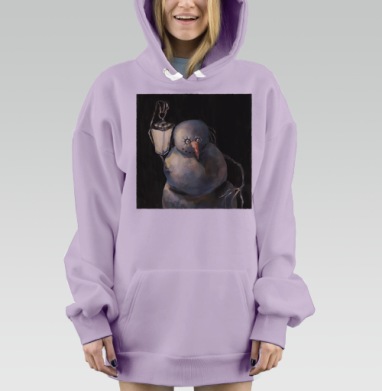 Снеговик с фонарём зимний мистический свет в ночи, Hoodie Mjhigh Dig Mel, Fiolet, утепленная