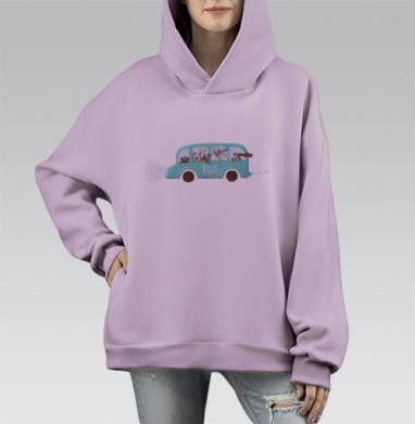 Собачий автобус, Hoodie Mono Fiolet, оверсайз, утепленная