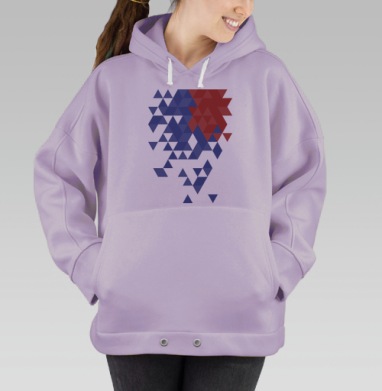 Сочетание красного и синего геометрические фигуры создание новых форм, Hoodie Oversize Fiolet