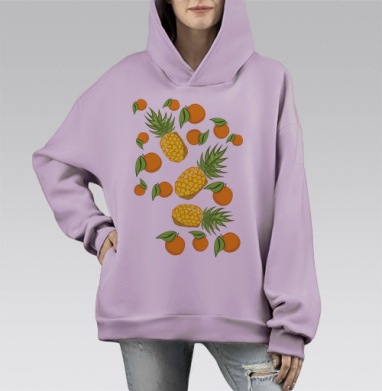 Сочный ананас, Hoodie Mono Fiolet, оверсайз, утепленная