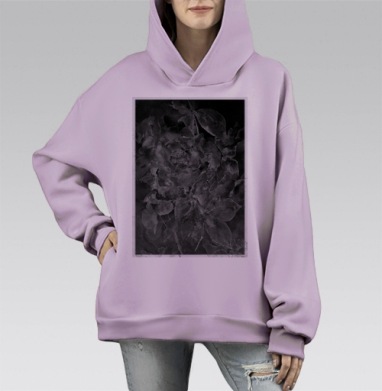 Солнечная неженка. Гравюра, Hoodie Mono Fiolet, оверсайз, утепленная