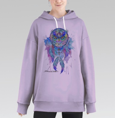 Сова ловец снов, Hoodie Long Oversize Fiolet