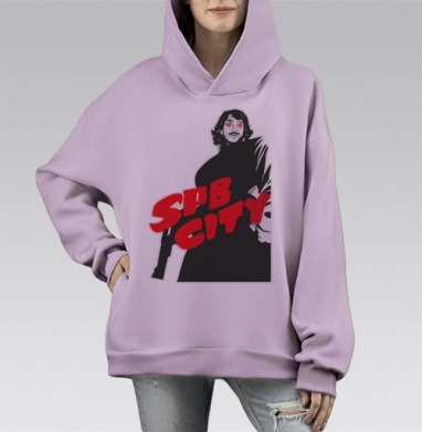 SPB CITY / СПБ ГОРОД, Hoodie Mono Fiolet, оверсайз, утепленная