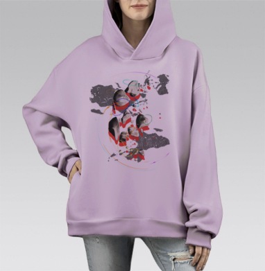 СПЭЙС, Hoodie Mono Fiolet, оверсайз, утепленная