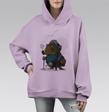 Старый морской  пират, Hoodie Mono Fiolet, оверсайз, утепленная