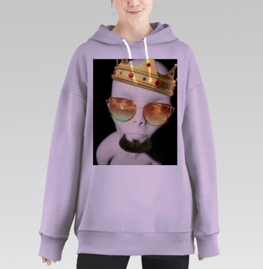 Стильный король в очках с бородой эффектные аксессуары, Hoodie Long Oversize Fiolet