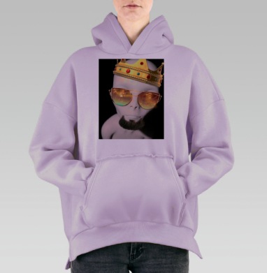 Стильный король в очках с бородой эффектные аксессуары, Hoodie Oversize Fiolet, утепленная