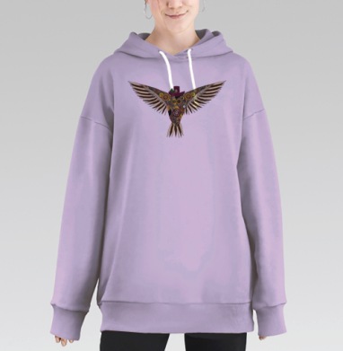 Стимпанк сова, Hoodie Long Oversize Fiolet