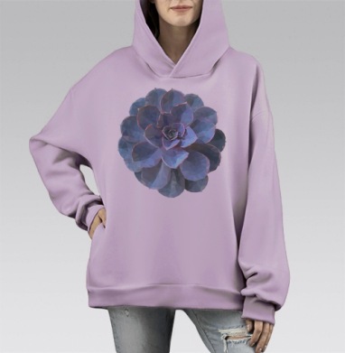 Суккулент, Hoodie Mono Fiolet, оверсайз, утепленная