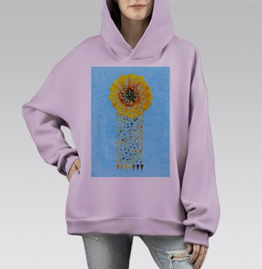 Sunflower / Подсолнух, Hoodie Mono Fiolet, оверсайз, утепленная