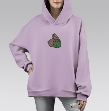 Супчик читает, Hoodie Mono Fiolet, оверсайз, утепленная