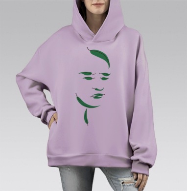Свежесть и легкость, Hoodie Mono Fiolet, оверсайз, утепленная