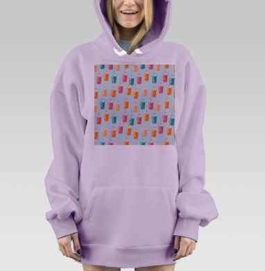 Светлые напитки пластиковых стаканах с трубочками для питья, Hoodie Mjhigh Dig Mel, Fiolet, утепленная