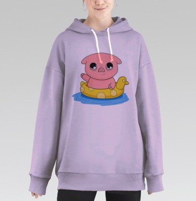 Свинка Сэм и уточка, Hoodie Long Oversize Fiolet
