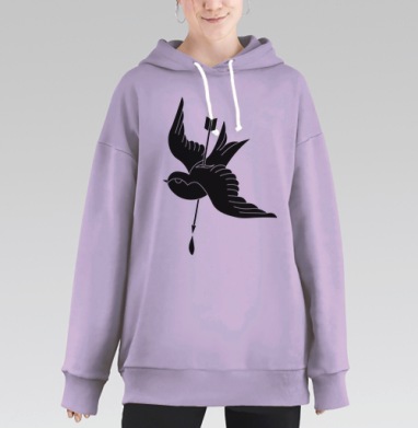 Тату ласточка, Hoodie Long Oversize Fiolet