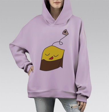 Tea Bag / Пакетик чая, Hoodie Mono Fiolet, оверсайз, утепленная