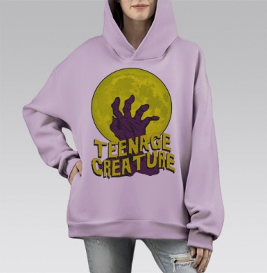 Teenage Creature / Подростковое существо, Hoodie Mono Fiolet, оверсайз, утепленная