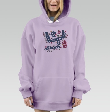 Темно синие абстрактные фигуры с бордовыми элементами в черном фоне, Hoodie Mjhigh Dig Mel, Fiolet, утепленная