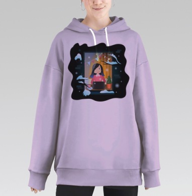 Теплая зима, Hoodie Long Oversize Fiolet