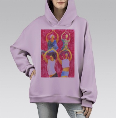 Тетечки йожатся, Hoodie Mono Fiolet, оверсайз, утепленная