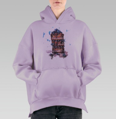 Тортик с черникой, Hoodie Oversize Fiolet, утепленная