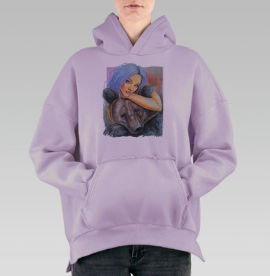 Тотем медведь, Hoodie Oversize Fiolet, утепленная
