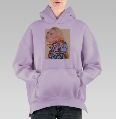ТОТЕМ ЯГУАР, Hoodie Oversize Fiolet, утепленная