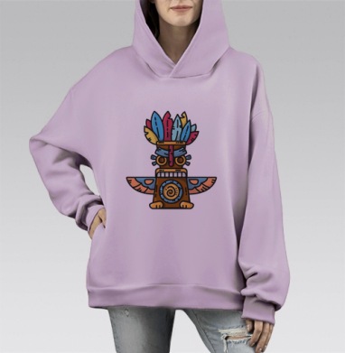 Тотемный идол, Hoodie Mono Fiolet, оверсайз, утепленная