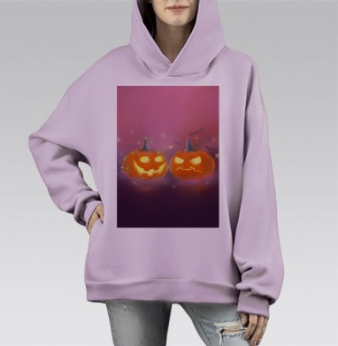 Тыквочки, Hoodie Mono Fiolet, оверсайз, утепленная
