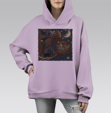 У лукоморья, Hoodie Mono Fiolet, оверсайз, утепленная