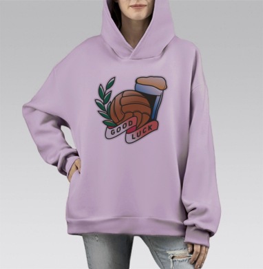 Удачи на футболе, Hoodie Mono Fiolet, оверсайз, утепленная