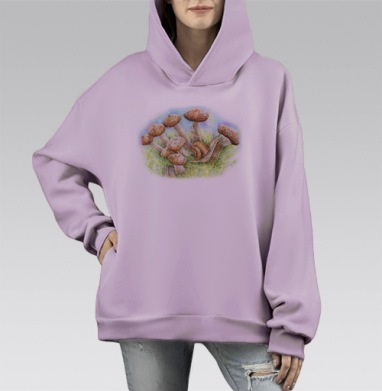Улитка в опятах, Hoodie Mono Fiolet, оверсайз, утепленная
