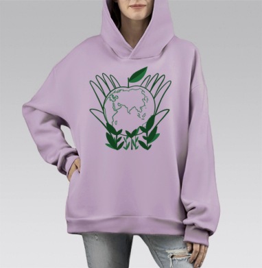 В наших руках, Hoodie Mono Fiolet, оверсайз, утепленная