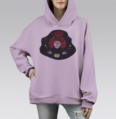 Ведьма медитирует, Hoodie Mono Fiolet, оверсайз, утепленная