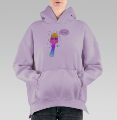 Веселое мороженое с очками предлагает потусим, Hoodie Oversize Fiolet, утепленная