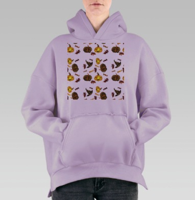 Веселые тыквы конфеты осенние листья Хэллоуин 31 октября 2019 года, Hoodie Oversize Fiolet, утепленная