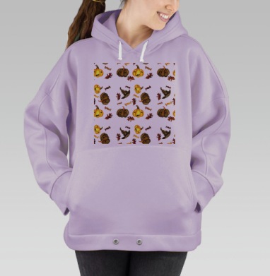 Веселые тыквы конфеты осенние листья Хэллоуин 31 октября 2019 года, Hoodie Oversize Fiolet