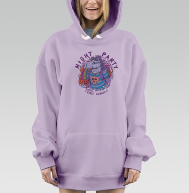 Веселый единорог с радугой на ночной вечеринке, Hoodie Mjhigh Dig Mel, Fiolet, утепленная