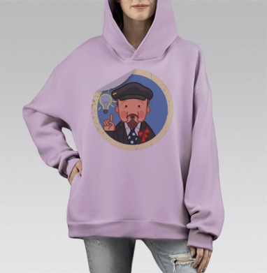 Владимир Ленин, Hoodie Mono Fiolet, оверсайз, утепленная