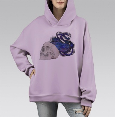 Внутренний мир., Hoodie Mono Fiolet, оверсайз, утепленная