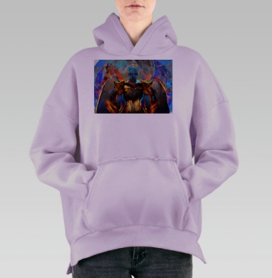 Воинственный Ангел с Огненной Брони на Крыльях, Hoodie Oversize Fiolet, утепленная