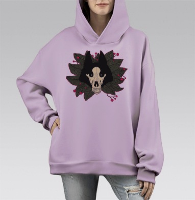 ВОЛЧЬЯ ЯГОДА, Hoodie Mono Fiolet, оверсайз, утепленная