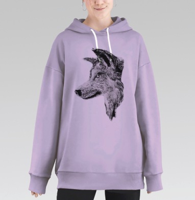 Волк графика, Hoodie Long Oversize Fiolet
